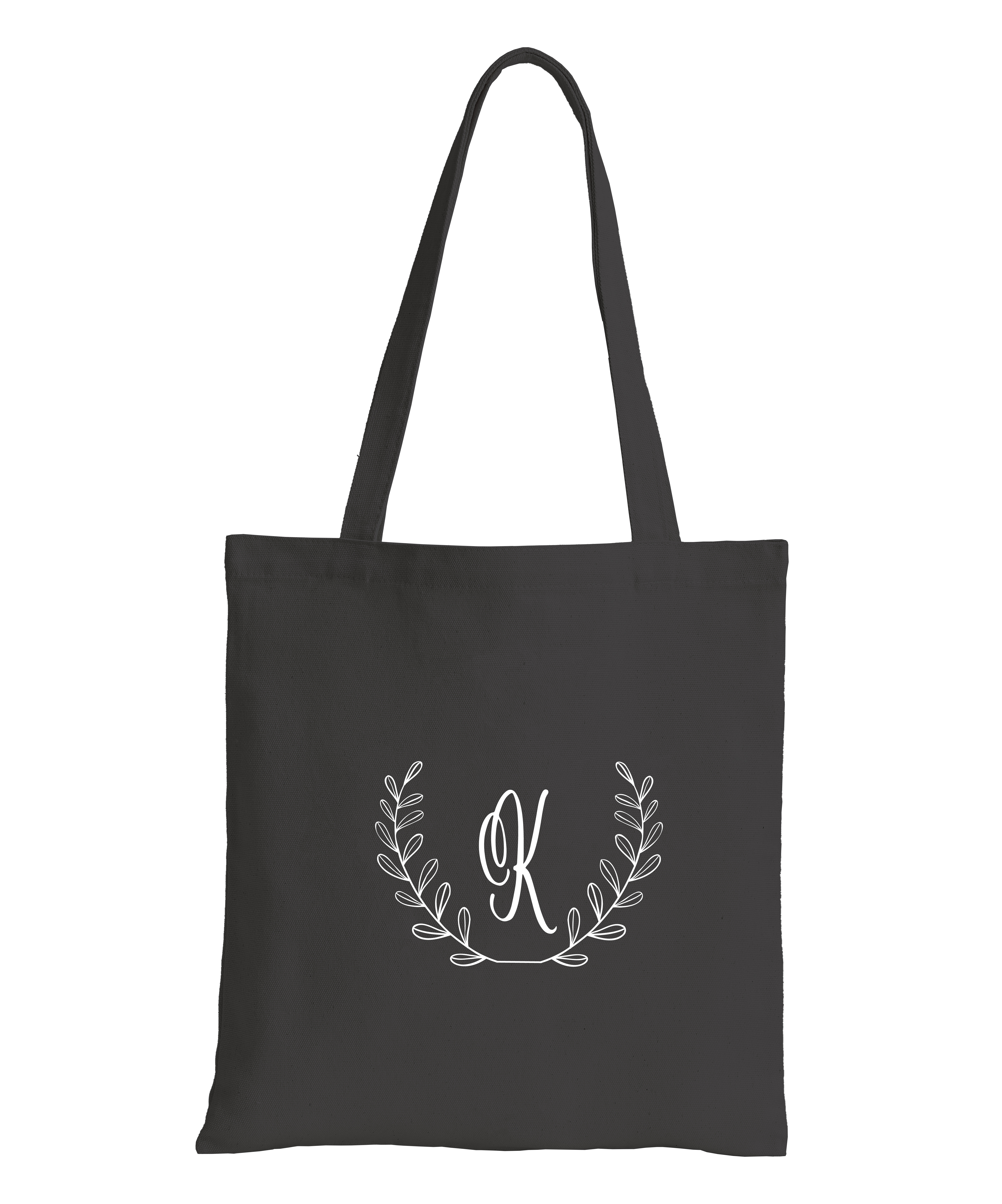 Personalised Cotton Eco-friendly Black Tote Bag with Initial